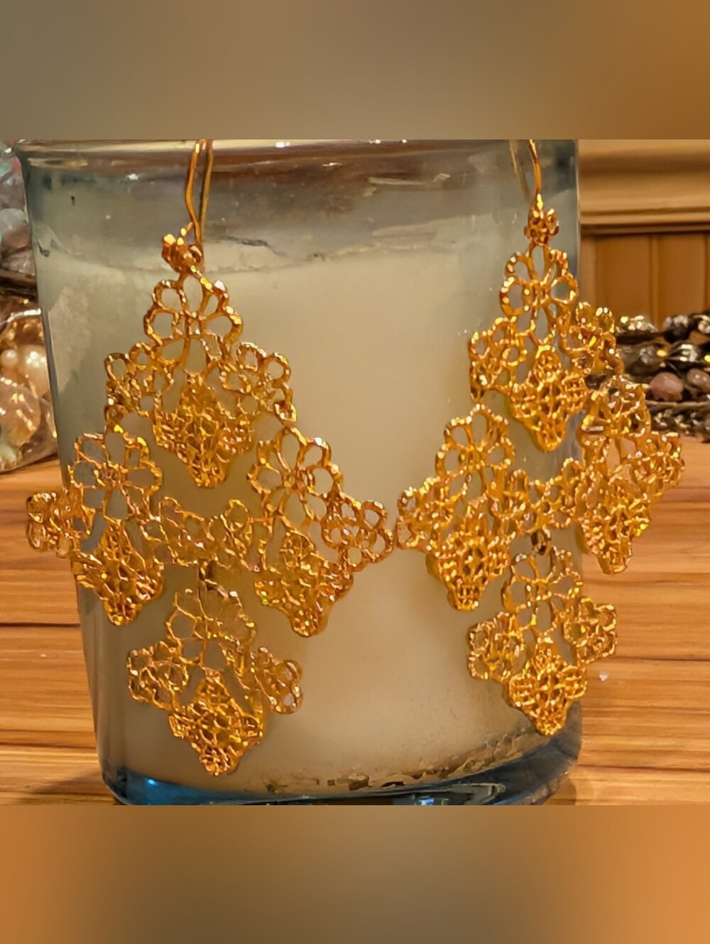 Goldtone Filigree Drop Earrings - Elegant Women Jewelry